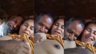 Pria Tua Menikmati Sensasi Payudara Wanita Desi Yang Diisapnya