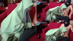 Jilbab Ijo Basah Kulum Pake Banget, Enak Dijilat.